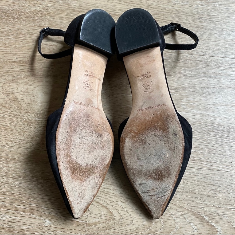 Via Spiga Black Suede Pointed Toe D’Orsay Flat - Picture 4 of 6